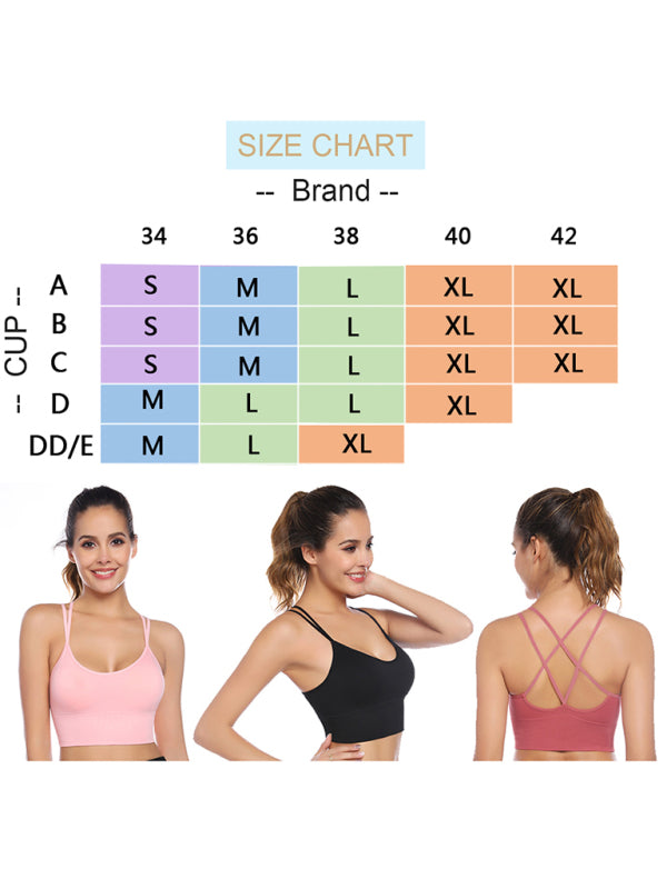 3 Pack Women's Sports Bra Padded Crisscross Yoga Bra Seamless Medium-Impact Fitness Activewear