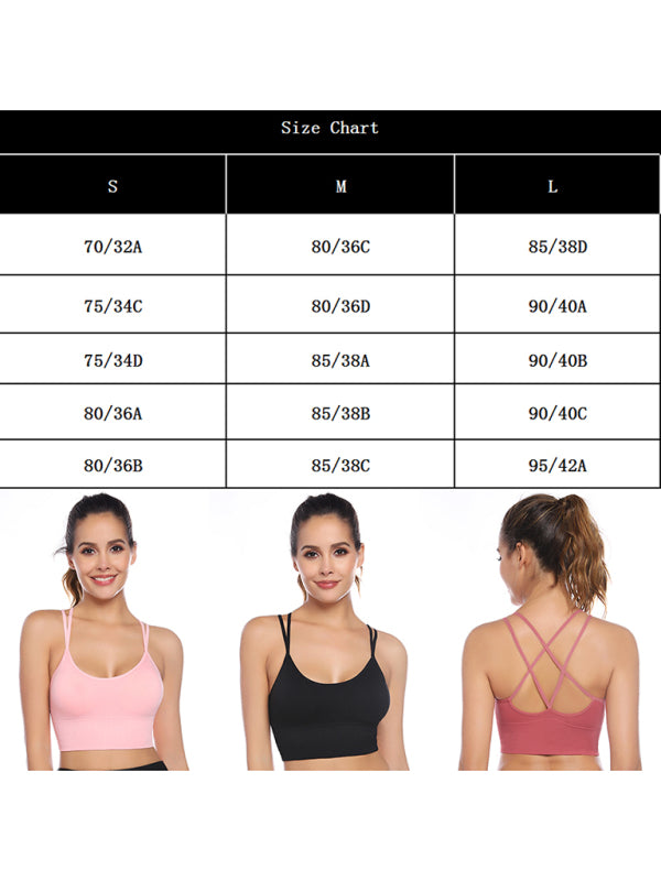 3 Pack Women's Sports Bra Padded Crisscross Yoga Bra Seamless Medium-Impact Fitness Activewear